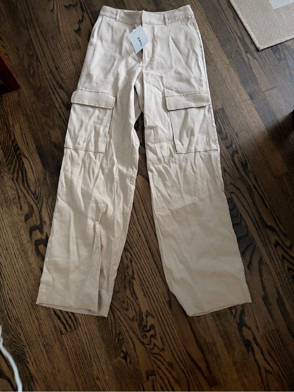 Frame Denim Beige Wide-Leg Cargo Pants 6 NWT